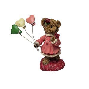 Kuddles Korner Bear Heart Balloons & Rose Figurine Statue Febuary 11804 Home Int